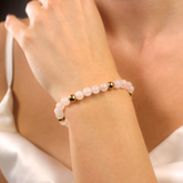 Women's Love Energy Rose Quartz Bracelet in Gold